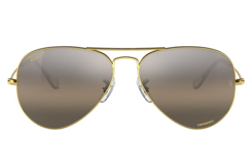 Image of Ray-Ban Aviator Large Metal RB3025 Sunglasses, Legend Gold Frame, Silver/Grey Chromance Lens, Polarized, 62, RB3025-9196G3-62