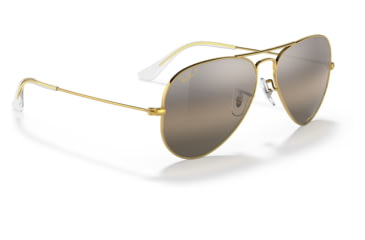 Image of Ray-Ban Aviator Large Metal RB3025 Sunglasses, Legend Gold Frame, Silver/Grey Chromance Lens, Polarized, 62, RB3025-9196G3-62