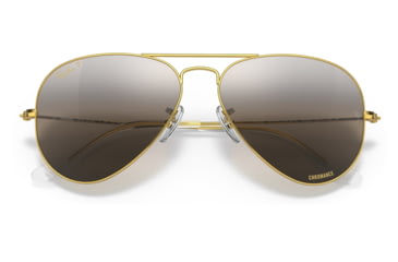 Image of Ray-Ban Aviator Large Metal RB3025 Sunglasses, Legend Gold Frame, Silver/Grey Chromance Lens, Polarized, 62, RB3025-9196G3-62