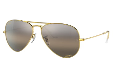 Image of Ray-Ban Aviator Large Metal RB3025 Sunglasses, Legend Gold Frame, Silver/Grey Chromance Lens, Polarized, 62, RB3025-9196G3-62