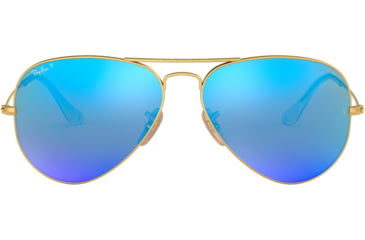 Image of Ray-Ban Aviator Large Metal RB3025 Sunglasses, Matte Gold Frame, Blue Mirror Polar Lenses, RB3025 112/4L-58
