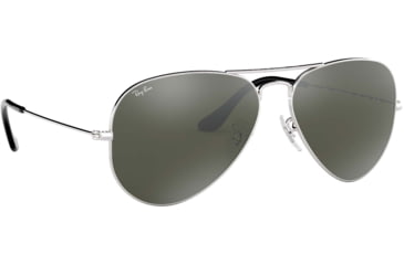 Image of Ray-Ban Aviator Large Metal RB3025 Sunglasses, Silver Frame, Crystal Gray Mirror 58 mm Lenses, W3277-5814