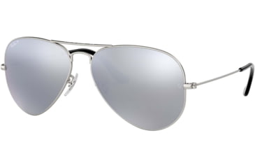 Image of Ray-Ban Aviator Large Metal RB3025 Sunglasses, Silver Frame, Silver Mirror Polar Lenses, RB3025 019/W3-58