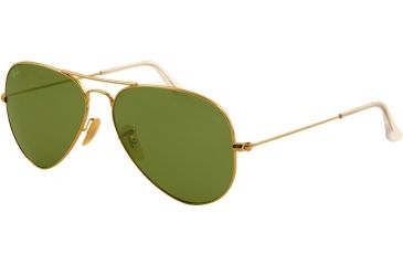 Image of Ray-Ban Aviator Large Metal Sunglasses RB3025 001/14-55 - Arista Frame, Crystal Green Lenses
