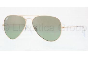 Image of Ray-Ban Aviator Large Metal Sunglasses RB3025 001/M4-6214 - Shiny Gold Crystal Pol.green Silver Mir