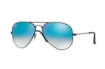 Image of Ray-Ban Aviator Large Metal Sunglasses RB3025 002/4O-62 - Shiny Black Frame, Mirror Gradient Blue Lenses
