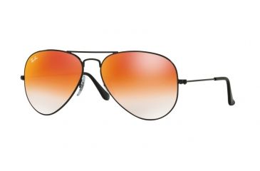 Image of Ray-Ban Aviator Large Metal Sunglasses RB3025 002/4W-58 - Shiny Black Frame, Mirror Gradient Red Lenses