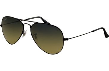 Image of Ray-Ban Aviator Large Metal Sunglasses RB3025 002/76-5814 - Black Crystal Polarized Blu Grad.green
