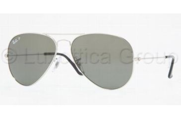 Image of Ray-Ban Aviator Large Metal Sunglasses RB3025 003/58-5514 - Silver Crystal Green Polarized