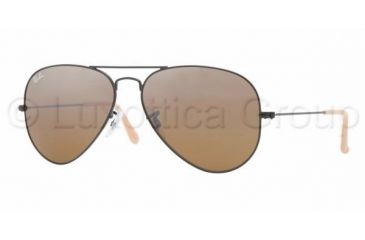 Image of Ray-Ban Aviator Large Metal Sunglasses RB3025 006/3K-5814 - Matte Black Frame, Brown Silver Mirror Gradient Lenses