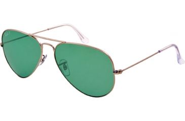 Image of Ray-Ban Aviator Large Metal Sunglasses RB3025 019/O5-58 - Matte Silver Frame, polar green Lenses