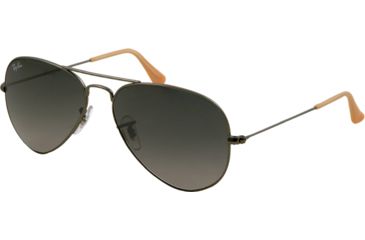 Image of Ray-Ban Aviator Large Metal Sunglasses RB3025 029/71-5514 - Matte Gunmetal Frame, Crystal Gray Gradient Lenses