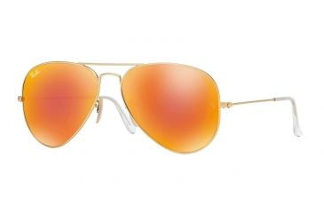 Image of Ray-Ban Aviator Large Metal Sunglasses RB3025 112/69-62 - Matte Gold Frame, Crystal Brown Mirror Orange Lenses