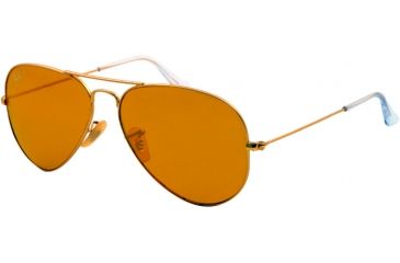 Image of Ray-Ban Aviator Large Metal Sunglasses RB3025 112/O6-58 - Matte Gold Frame, polar orange Lenses