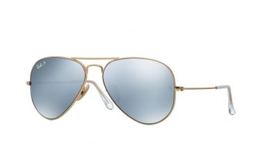 Image of Ray-Ban Aviator Large Metal Sunglasses RB3025 112/W3-58 - Matte Gold Frame, Polar Dark Grey Lenses