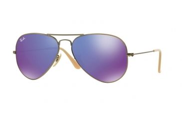 Image of Ray-Ban Aviator Large Metal Sunglasses RB3025 167/1M-55 - Brushed Bronze Demi Shiny Frame, Grey Mirror Purple Lenses