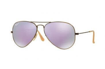Image of Ray-Ban Aviator Large Metal Sunglasses RB3025 167/1R-58 - Brushed Bronze Demishiny Frame, Grey Mirror Lilac Polar Lenses
