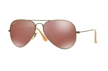 Image of Ray-Ban Aviator Large Metal Sunglasses RB3025 167/2K-55 - Demiglos Brushed Bronze Frame, Red Mirror Lenses