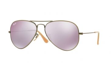 Image of Ray-Ban Aviator Large Metal Sunglasses RB3025 167/4K-58 - Demiglos Brusched Bronze Frame, Lillac Mirror Lenses