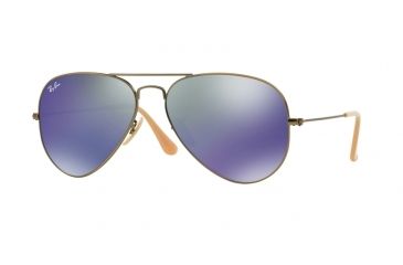 Image of Ray-Ban Aviator Large Metal Sunglasses RB3025 167/68-58 - Demiglos Brusched Bronze Frame, Blue Mirror Lenses