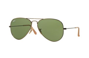 Image of Ray-Ban Aviator Large Metal Sunglasses RB3025 177/4E-58 - Antique Gold Frame, Green Lenses