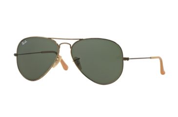 Image of Ray-Ban Aviator Large Metal Sunglasses RB3025 177-62 - Antique Gold Frame, Green Lenses