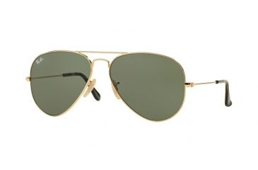 Image of Ray-Ban Aviator Large Metal Sunglasses RB3025 181-62 - Gold Frame, Dark Green Lenses