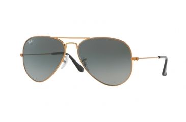 Image of Ray-Ban Aviator Large Metal Sunglasses RB3025 197/71-58 - Shiny Bronze Frame, Light Grey Gradient Dark Grey Lenses