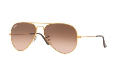 Image of Ray-Ban Aviator Large Metal Sunglasses RB3025 9001A5-58 - Shiny Light Bronze Frame, Pink Gradient Brown Lenses