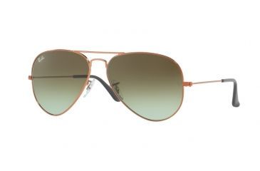 Image of Ray-Ban Aviator Large Metal Sunglasses RB3025 9002A6-58 - Shiny Medium Bronze Frame, Green Gradient Brown Lenses