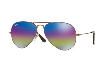 Image of Ray-Ban Aviator Large Metal Sunglasses RB3025 9019C2-58 - Metallic Dark Bronze Frame, Light Grey Mirror Rainbow 2 Lenses