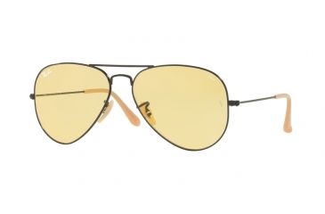 Image of Ray-Ban Aviator Large Metal Sunglasses RB3025 90664A-58 - Black Frame, Photo Yellow Lenses