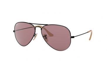Image of Ray-Ban Aviator Large Metal Sunglasses RB3025 9066Z0-58 - Black Frame, Violet Lenses