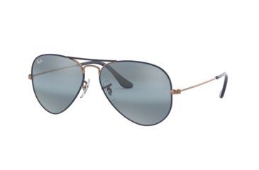 Image of Ray-Ban Aviator Large Metal Sunglasses RB3025 9156AJ-58 - , Blue Bi-mirror Grey Lenses