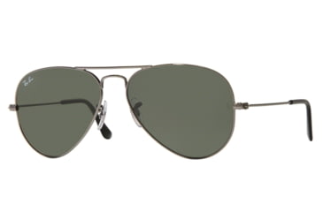Image of Ray-Ban Aviator Large Metal Sunglasses RB3025 W3350-5814 - Gunmetal Crystal Green