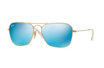 Image of Ray-Ban Caravan Sunglasses RB3136 112/17-58 - Matte Gold Frame, Grey Mirror Blue Lenses