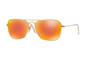 Image of Ray-Ban Caravan Sunglasses RB3136 112/69-55 - Matte Gold Frame, Brown Mirror Red Lenses