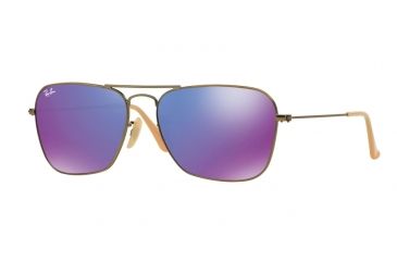Image of Ray-Ban Caravan Sunglasses RB3136 167/1M-58 - Brushed Bronze Demi Shiny Frame, Grey Mirror Purple Lenses
