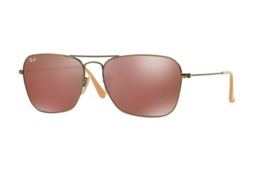 Image of Ray-Ban Caravan Sunglasses RB3136 167/2K-58 - Demiglos Brushed Bronze Frame, Red Mirror Lenses