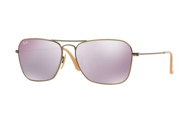 Image of Ray-Ban Caravan Sunglasses RB3136 167/4K-58 - Demiglos Brushed Bronze Frame, Lillac Mirror Lenses