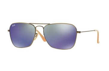 Image of Ray-Ban Caravan Sunglasses RB3136 167/68-58 - Demiglos Brushed Bronze Frame, Blue Mirror Lenses
