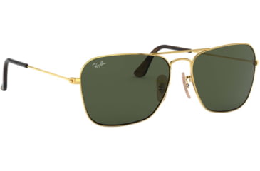 Image of Ray-Ban Caravan Sunglasses RB3136 181-55 - Gold Frame, Dark Green Lenses