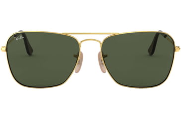 Image of Ray-Ban Caravan Sunglasses RB3136 181-58 - Gold Frame, Dark Green Lenses