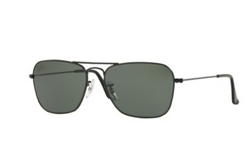 Image of Ray-Ban Caravan Sunglasses RB3136 W3338-55 - Matte Black Frame, Crystal Green Lenses