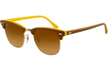 Image of Ray-Ban Clubmaster Sunglasses RB3016 110485-4921 - Top Brown on Yellow Frame, Brown Gradient Lenses