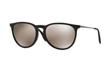 Image of Ray-Ban ERIKA F RB4171F Sunglasses 601/5A-54 - Shiny Black Frame, Light Brown Mirror Gold Lenses