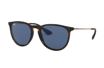 Image of Ray-Ban Erika F RB4171F Sunglasses 639080-57 - Havana Frame, Dark Blue Lenses