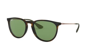 Image of Ray-Ban Erika F RB4171F Sunglasses 6393/2-57 - Havana Frame, Green Lenses