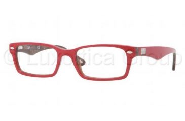 Image of Ray-Ban Eyeglass Frames RX5206 5130-5418 - Top Red on Variegated Frame, Demo Lens Lenses