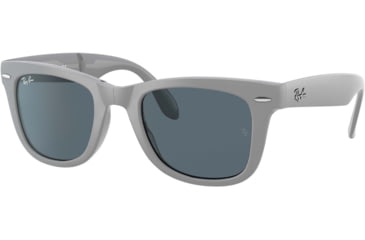 Image of Ray-Ban Folding Wayfarer Classic Sunglasses, Blue Lenses, Gray, 50, RB4105-6577R5-50